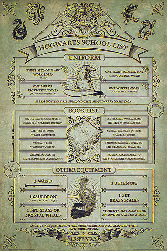 Harry Potter - Hogwarts School List Poster