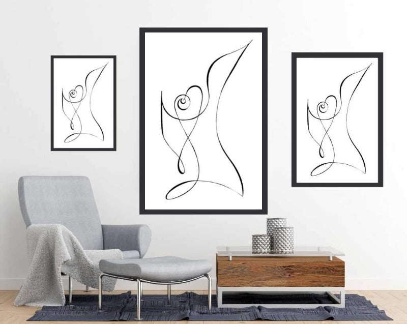 Heart Black line art poster
