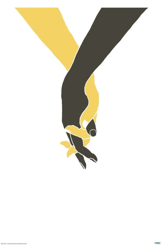 Holding Hands yellow / black - Art Poster