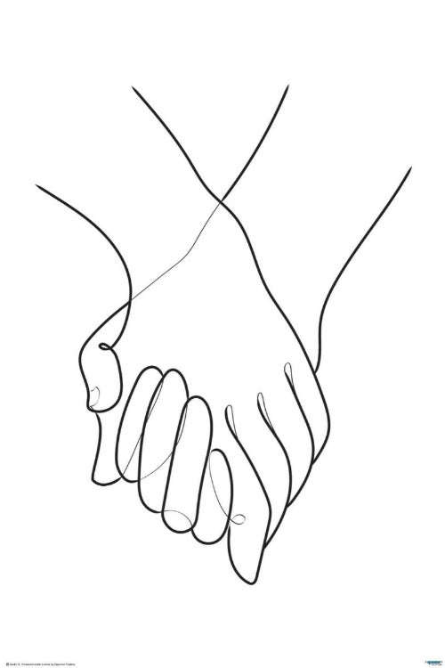 Holding Hands Line Art Poster