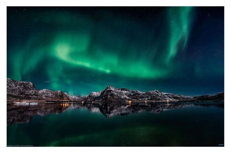 Lofoten Aurora Reflection by Javier de la - Travel Photography Poster