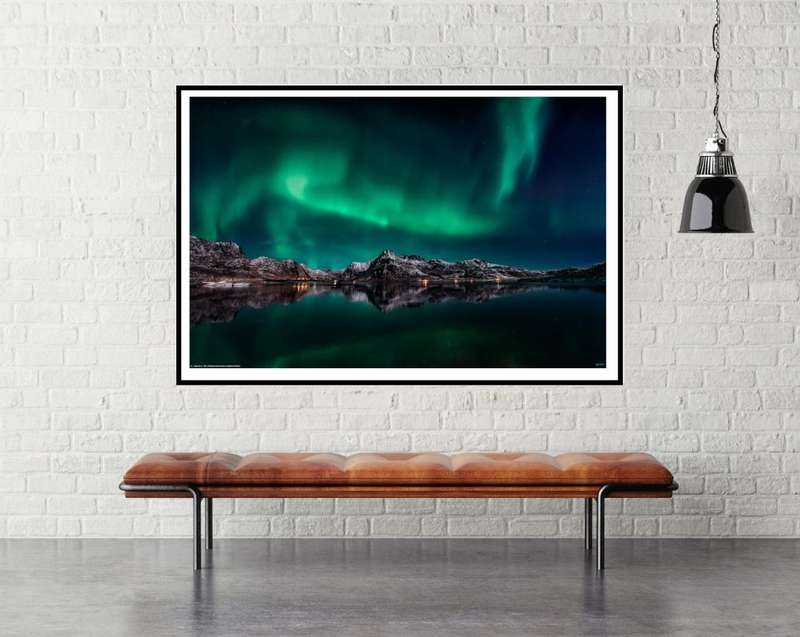 Lofoten Aurora Reflection by Javier de la - Travel Photography Poster