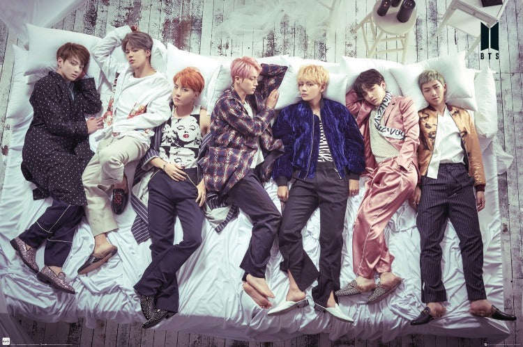 BTS K-pop Group in Bed Poster