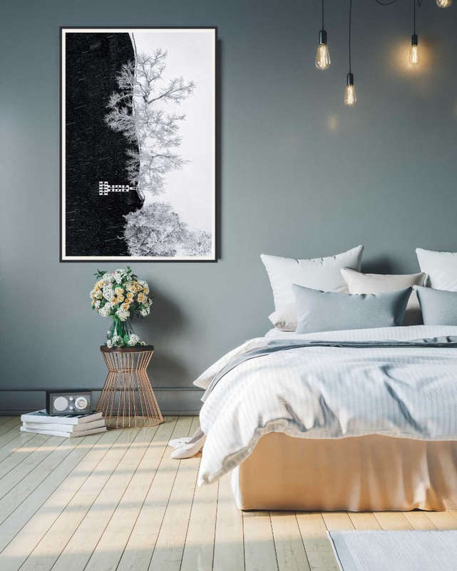 Lake Shore under Snow Storm by Mei Xu  - Photography poster