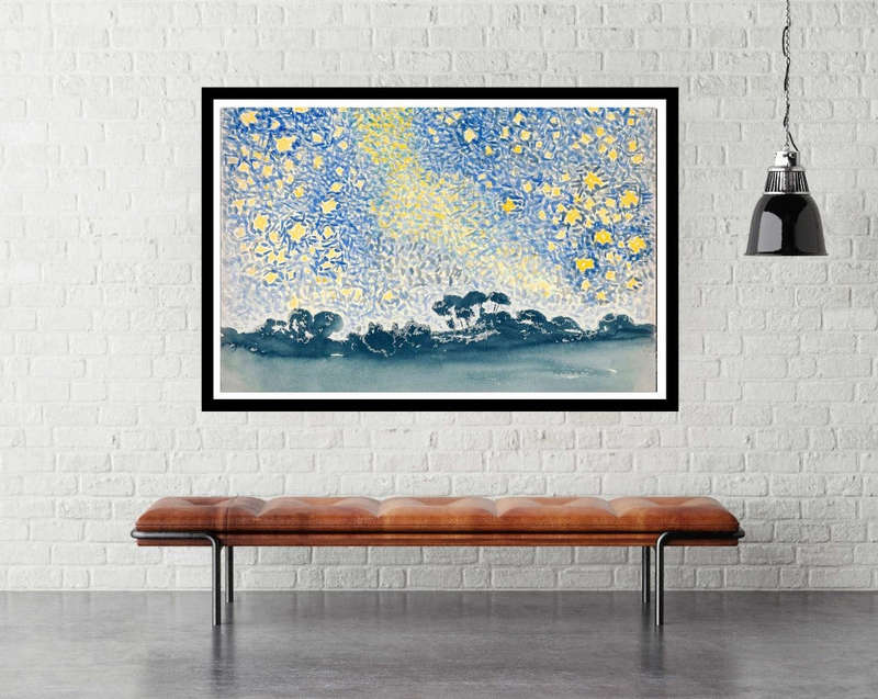 Landscape with stars by Henri Edmond Cross- Art Poster