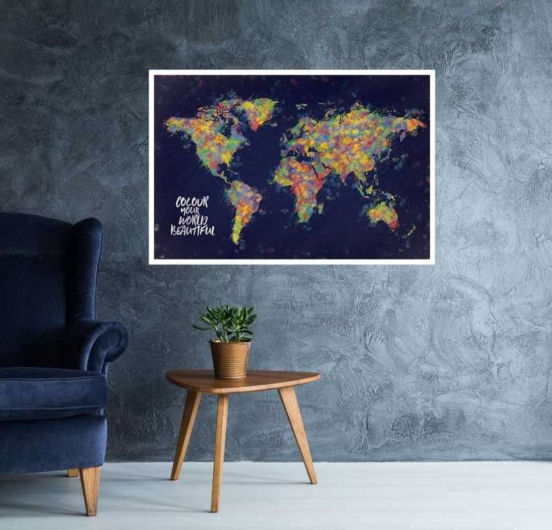 Colour Your World Beautiful Map Poster