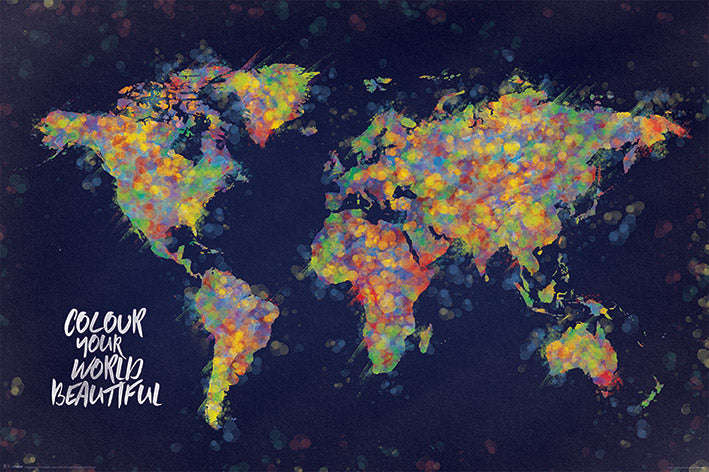 Colour Your World Beautiful Map Poster