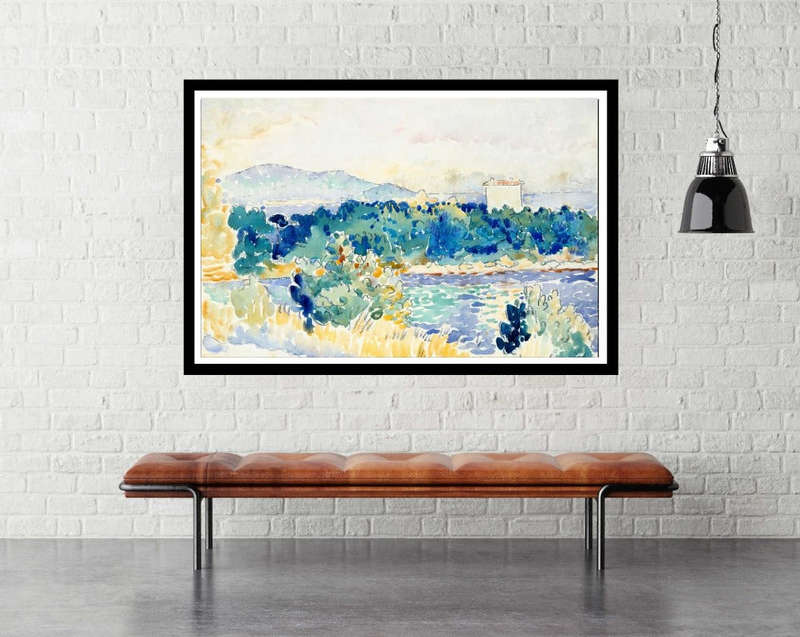 Mediterranean Landscape with a White House  by Henri Edmond Cross- Art Poster