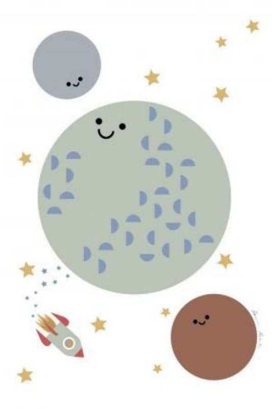 Moon and Stars - Kids Illustration Poster