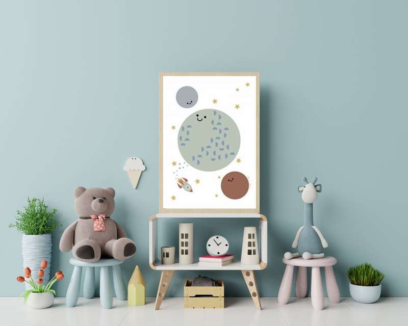 Moon and Stars - Kids Illustration Poster
