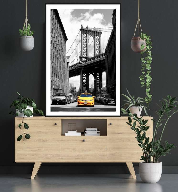 New York - Manhattan Bridge Yellow Cab Poster