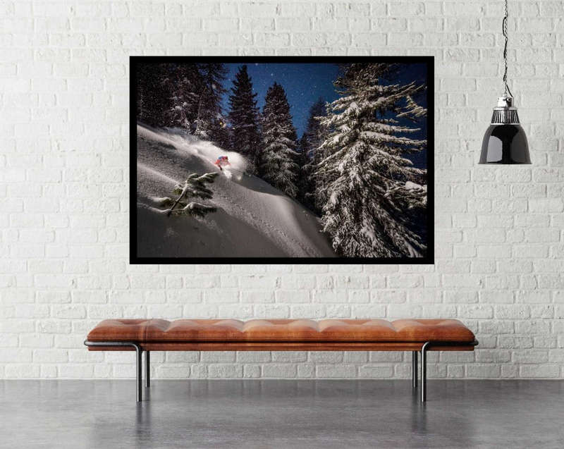 Night Powder Turns With Adrien Coirier by Tristan Shu - Snow Skiing Poster