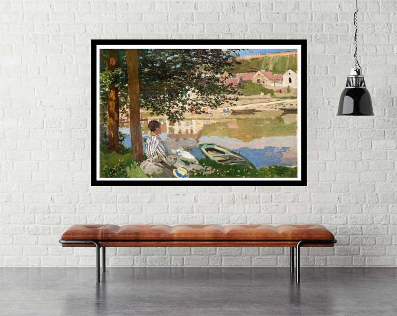 On the Bank of the Seine, Bennecourt (1868) by Claude Monet - Art Poster