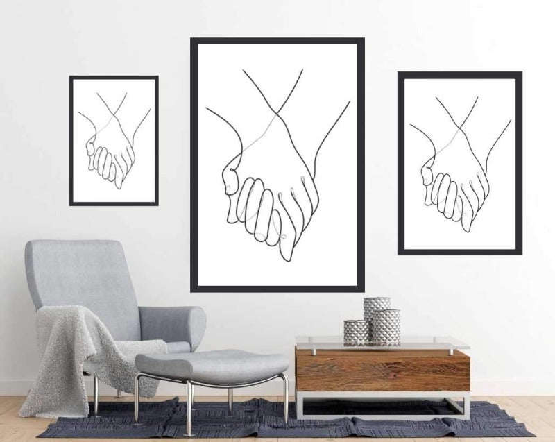 Holding Hands Line Art Poster