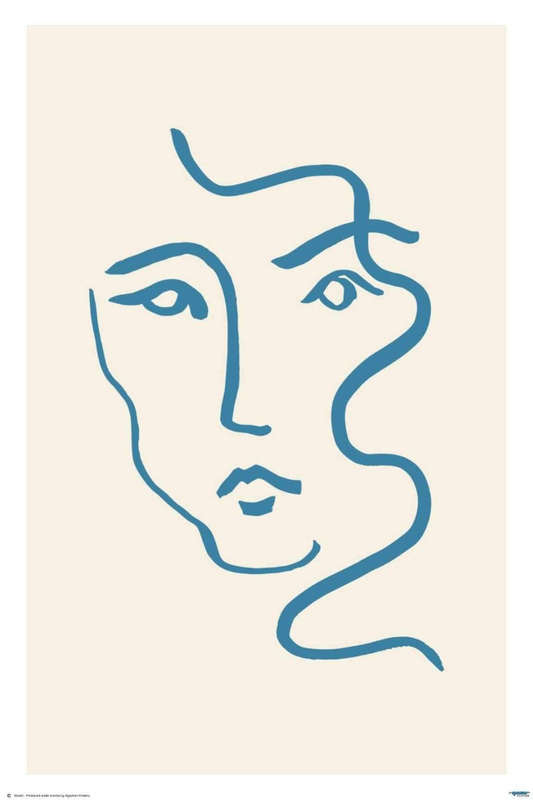 Portrait 3 Blue line art - Art Poster