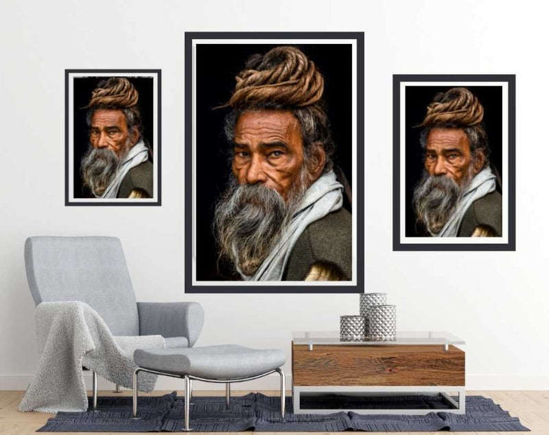 Portrait of a Sadhu by Rakesh J.V. - Portrait Photography  Poster