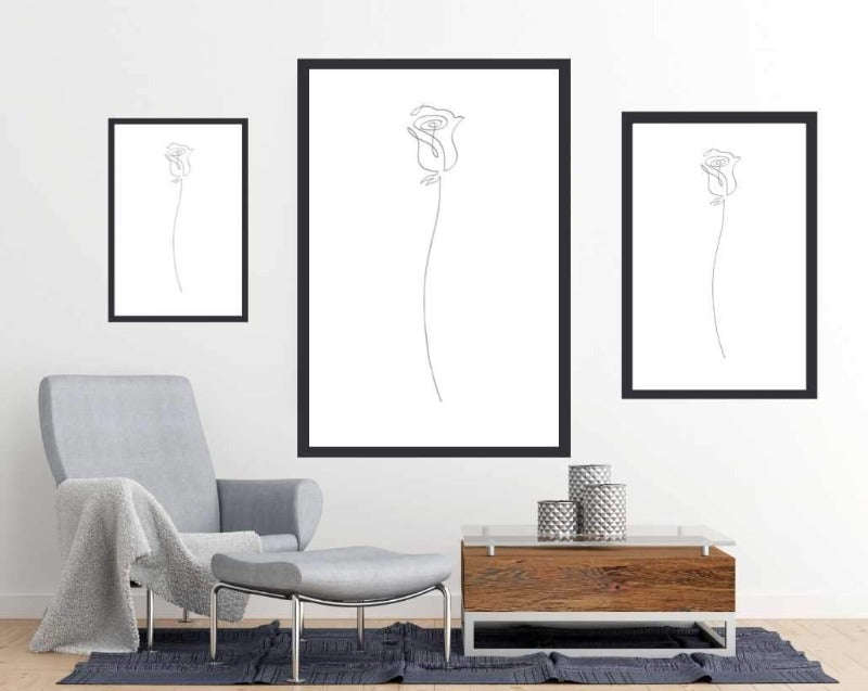Rose Black Line Art Poster by Studio