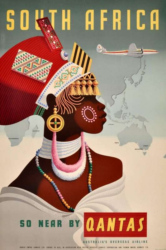South Africa: So near by Qantas - Vintage Travel Maxi Poster