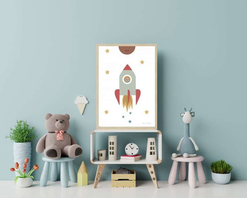 Spaceship to the Stars - Kids Illustration Poster
