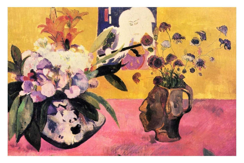 Still Life with Head-Shaped Vase and Japanese Woodcut (1889) by Paul Gauguin - Art Poster