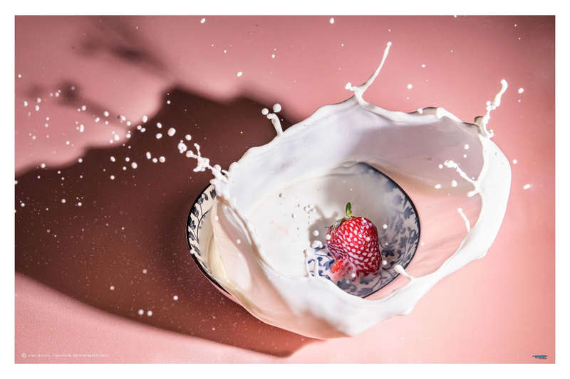 Strawberry fall into the milk trap by Grace Qian Guo - Photography poster