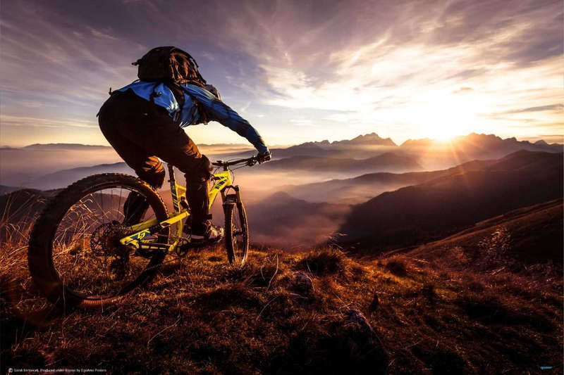 Sunset Trail Ride by Sandi Bertoncelj - Mountain Biking Poster