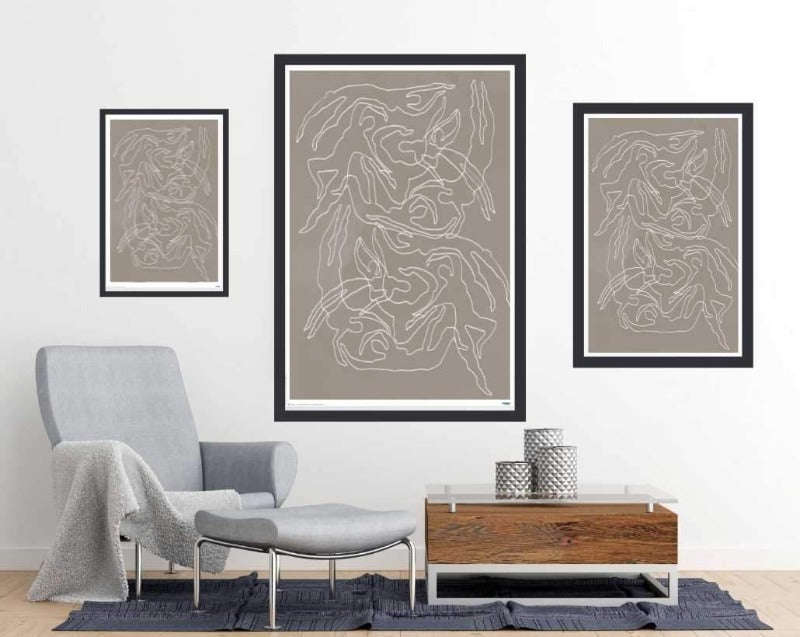 Swimmers (Brown) - Art Poster