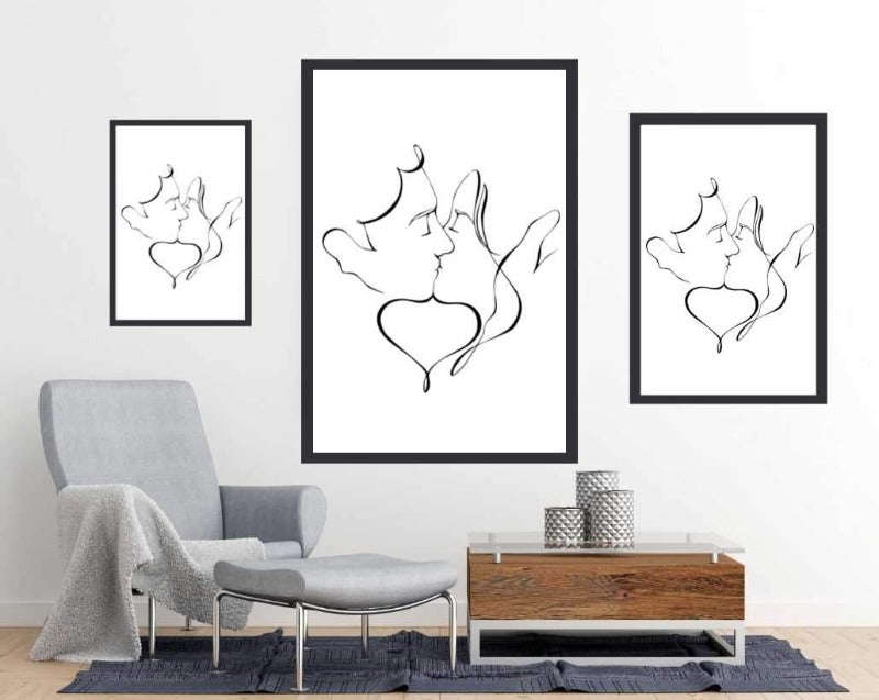 The Kiss Black line art poster