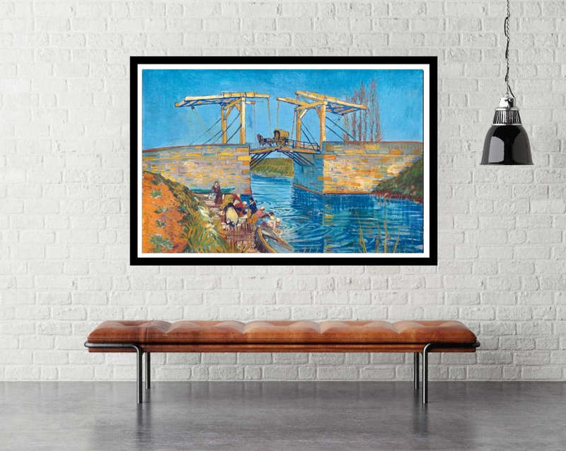 The Langlois Bridge at Arles with Women Washing by Vincent van Gogh - Art poster