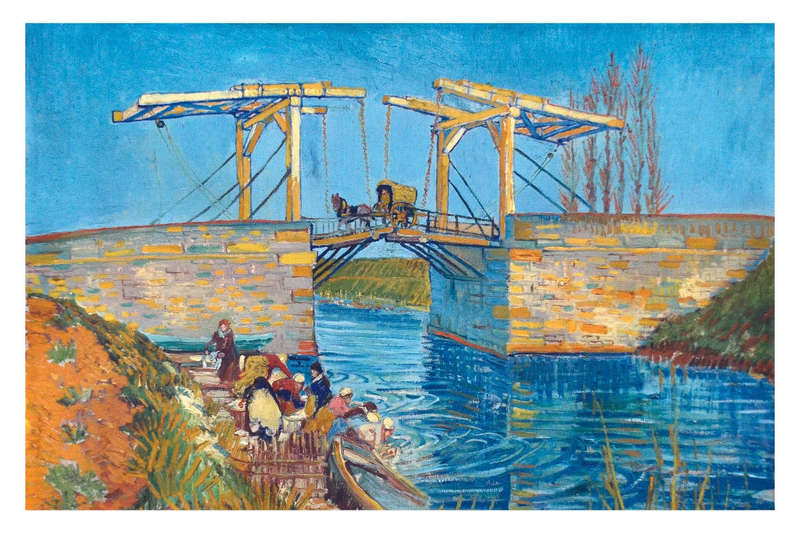 The Langlois Bridge at Arles with Women Washing by Vincent van Gogh - Art poster