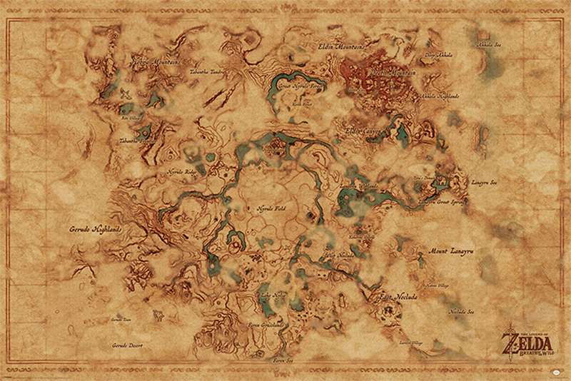 The Legend of Zelda: Breath of the Wild Map Poster