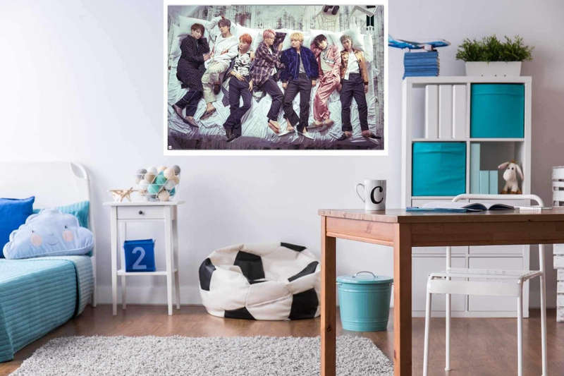 BTS K-pop Group in Bed Poster