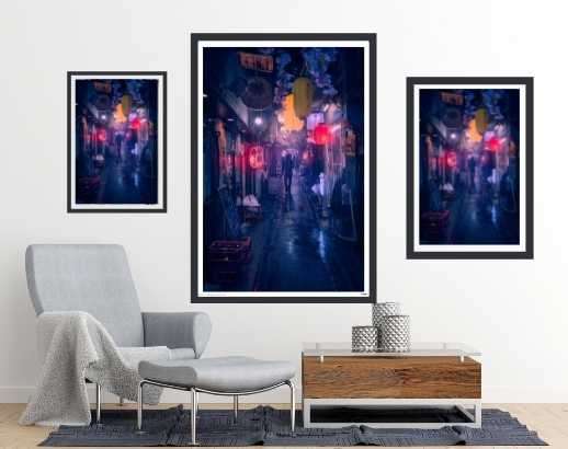 Tokyo Blue Rain by Javier de la - Travel Photography Poster