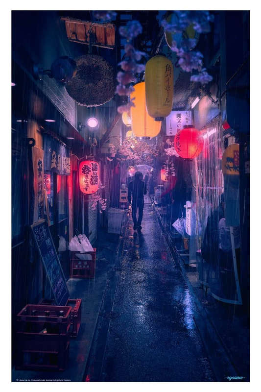 Tokyo Blue Rain by Javier de la - Travel Photography Poster
