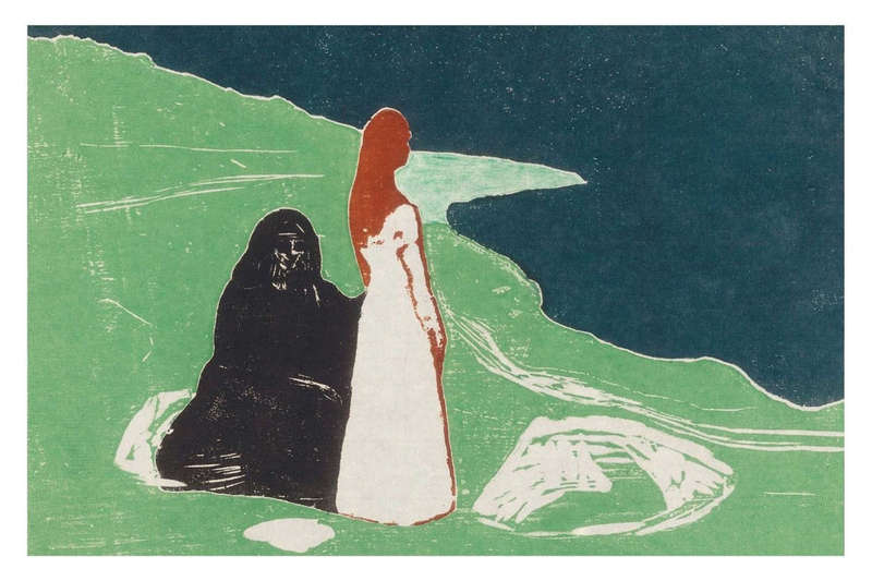 Two Women on the Shore (1898) Green by Edvard Munch - Art Poster