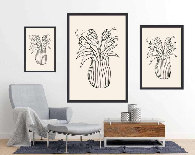 Vase Sketch Line Art Poster
