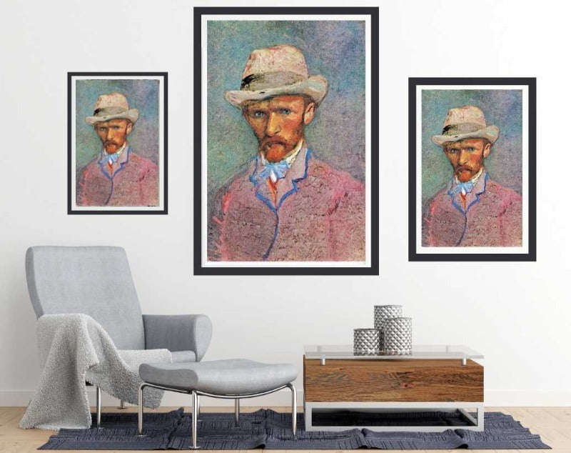 Vincent van Gogh's Self-Portrait with a Gray Straw Hat by  Vincent van Gogh - Art poster