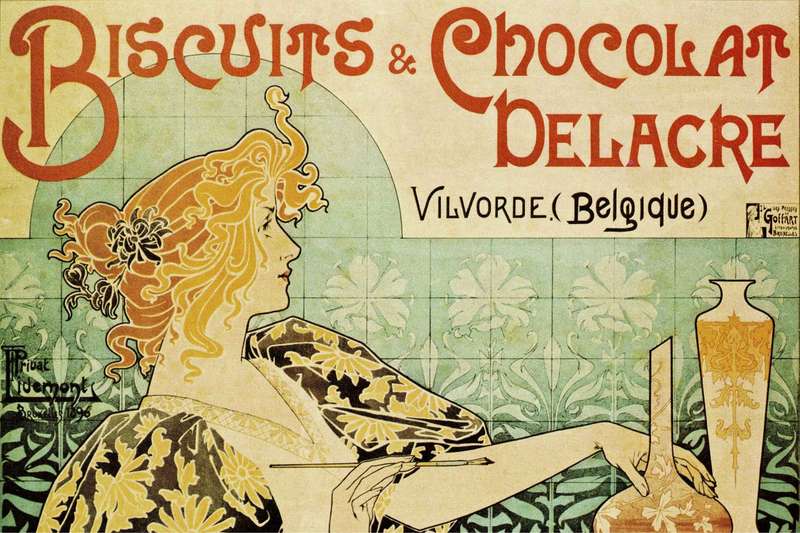 Biscuits & Chocolat Delacre by Henri Privat-Livemont - Art Nouveau Poster