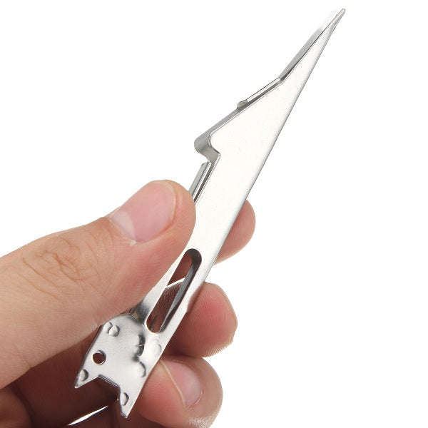 Tie Fast Knot Tying Tool Fly Fish Fishing Line Tyer With Hook Eye Cleaner Silver