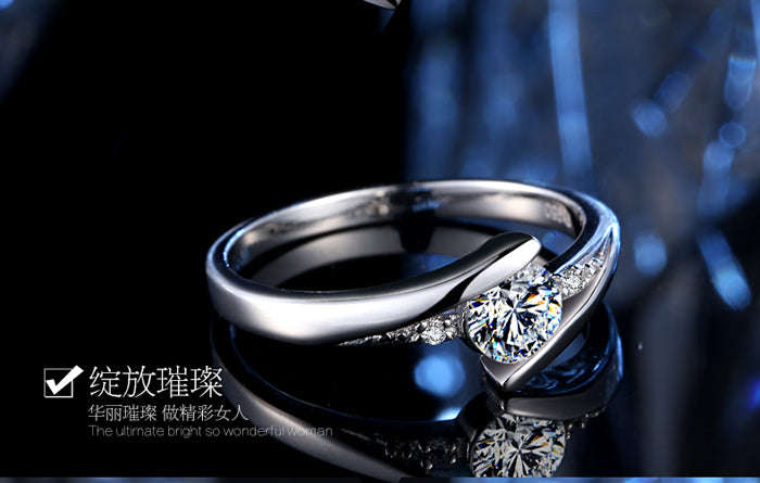 YINHED 100% Pure 925 Sterling Silver Ring Set with 0.5 ct CZ - 5