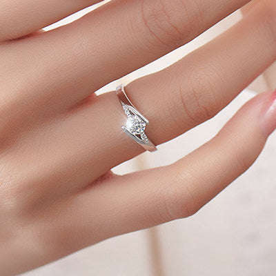 YINHED 100% Pure 925 Sterling Silver Ring Set with 0.5 ct CZ - 5