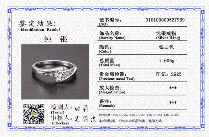 YINHED 100% Pure 925 Sterling Silver Ring Set with 0.5 ct CZ - 5