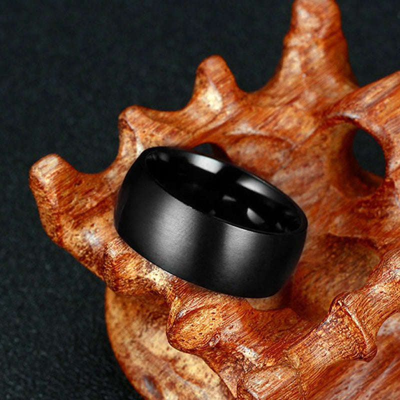 Meaeguet Men's Matte Black Titanium Ring - 10 / Black Gun Plated