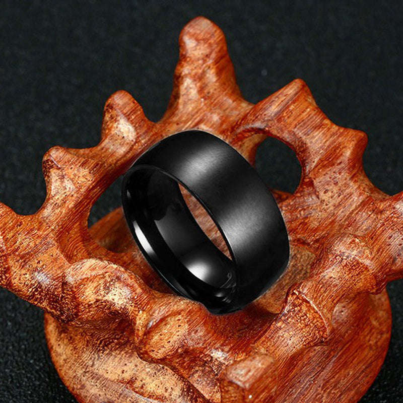 Meaeguet Men's Matte Black Titanium Ring - 10 / Black Gun Plated