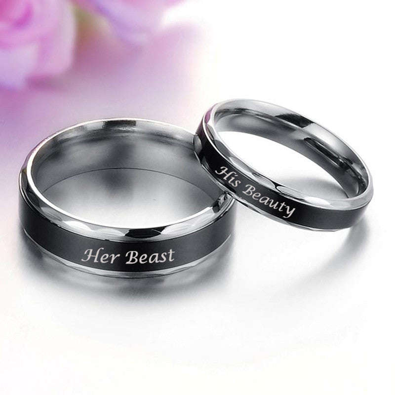 AZIZ BEKKAOUI Couple Wedding Rings For Lovers (Beauty and her Beast) - 7 / Her Beast for men