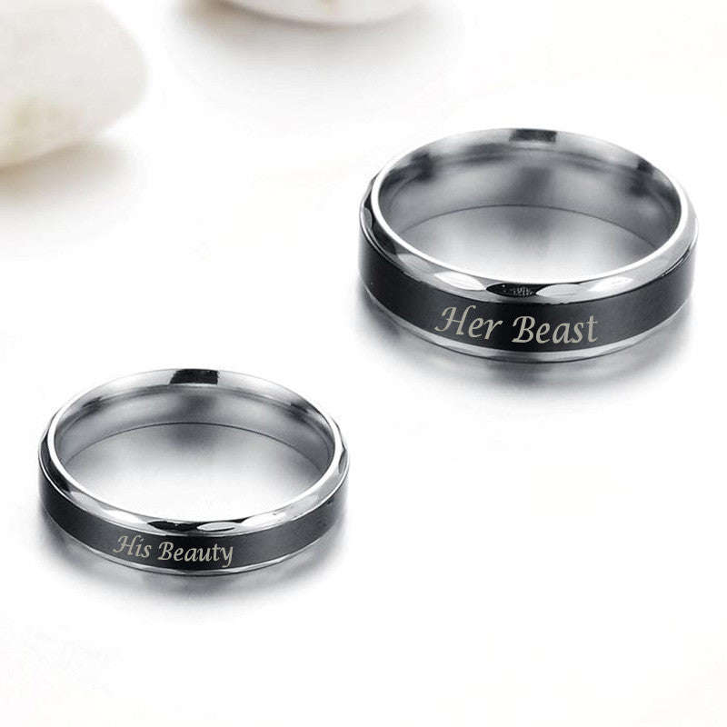 AZIZ BEKKAOUI Couple Wedding Rings For Lovers (Beauty and her Beast) - 7 / Her Beast for men
