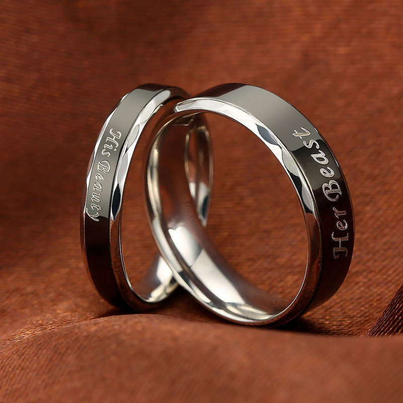 AZIZ BEKKAOUI Couple Wedding Rings For Lovers (Beauty and her Beast) - 7 / Her Beast for men