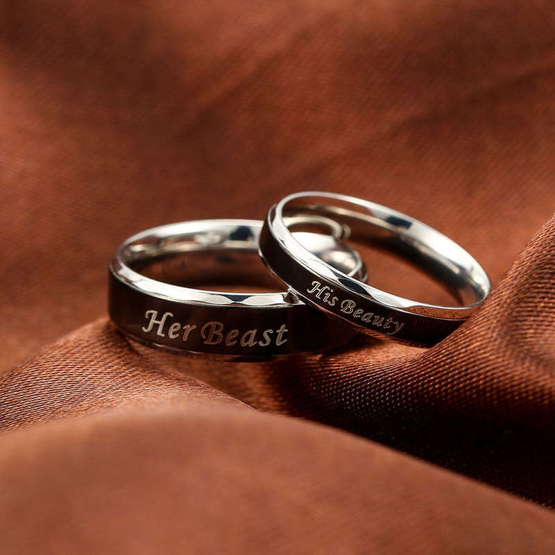 AZIZ BEKKAOUI Couple Wedding Rings For Lovers (Beauty and her Beast) - 7 / Her Beast for men