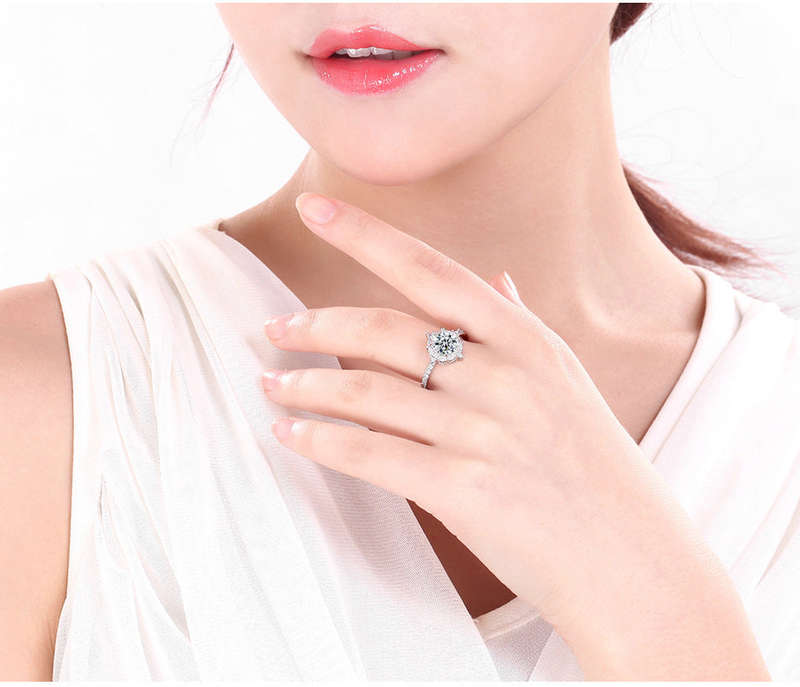 Sparkling Flower Ring with 3ct AAA CZ Zircon Ring - 6