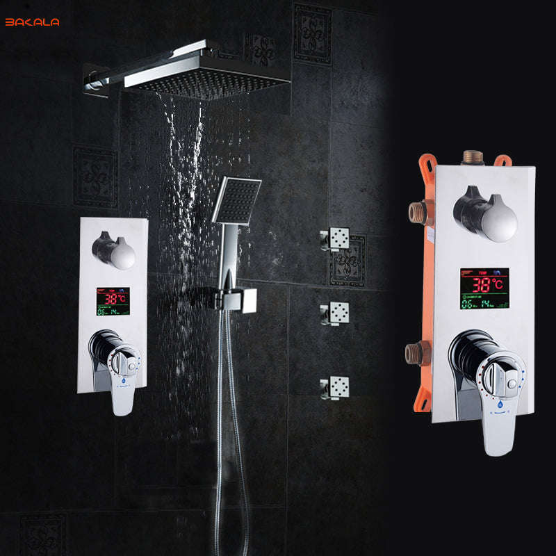 3 Functions massage jets Thermostatic LED Display Shower Set